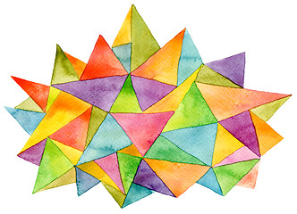 Image showing Abstract watercolor painted geometric pattern background