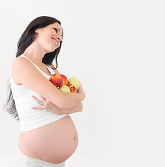 Image showing pregnant woman with fruits