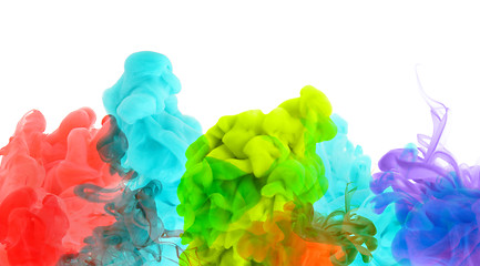 Image showing Acrylic colors in water. Abstract background.