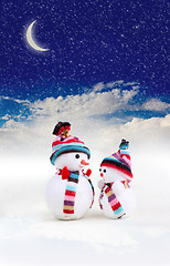 Image showing two snowman in snow