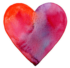 Image showing Watercolor painted red heart