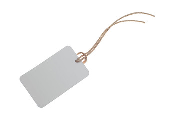 Image showing paper label with rope isolated on white 