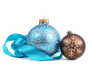 Image showing Christmas balls with ribbon