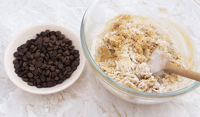 Image showing Chocolate chips to be added to cookie dough