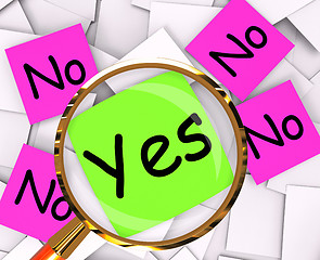 Image showing Yes No Post-It Papers Mean Positive Or Declining