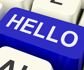 Image showing Hello Key Shows Online Greeting Or Welcome