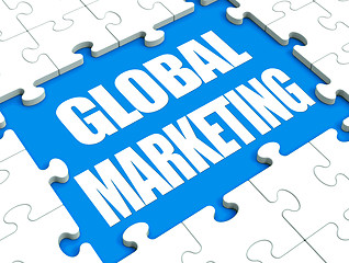 Image showing Global Marketing Puzzle Shows International Advertising Or Promo