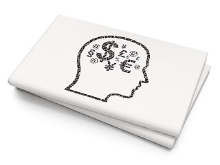 Image showing Business concept: Head With Finance Symbol on Blank Newspaper background