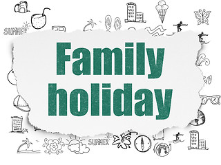 Image showing Tourism concept: Family Holiday on Torn Paper background