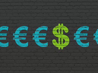 Image showing Currency concept: dollar icon on wall background