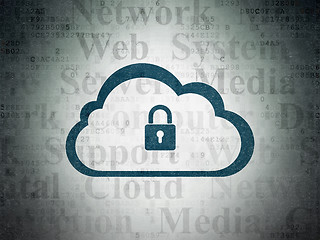 Image showing Cloud networking concept: Cloud With Padlock on Digital Paper background