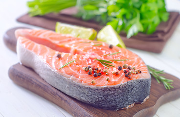 Image showing raw salmon steak