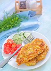 Image showing fried chicken with vegetables