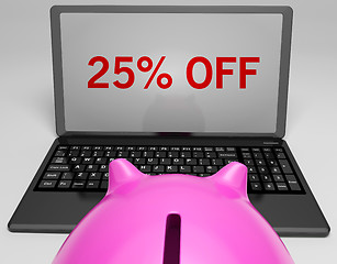 Image showing Twenty-Five Percent Off On Notebook Showing Online Discounts