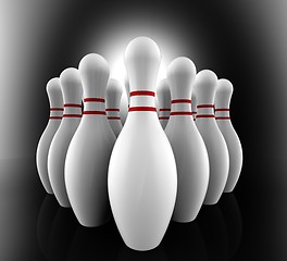 Image showing Bowling Pins Show Skittles Alley