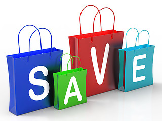 Image showing Save On Shopping Bags Shows Bargains And Promotions