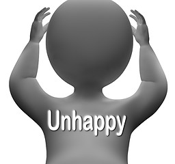 Image showing Unhappy Character Shows Sad Depressed Or Upset