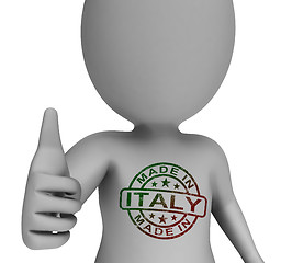 Image showing Made In Italy Stamp On Man Shows Italian Products Approved