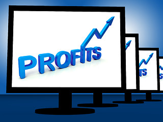 Image showing Profits On Monitors Showing Profitable Incomes