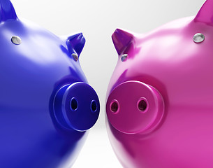 Image showing Piggy Duo Shows Investing Finances Together