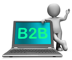 Image showing B2b Laptop And Character Shows Trading And Commerce Online