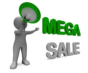 Image showing Mega Sale Character Shows Reductions Savings Save Or Discounts