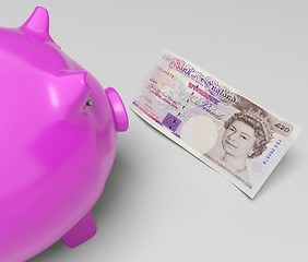 Image showing Pounds Piggy Shows Cash Savings In London