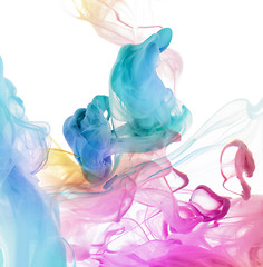 Image showing Acrylic colors in water. Abstract background.