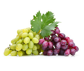 Image showing fresh rose and green grapes with leaf