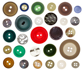 Image showing collection of various sewing button on white background