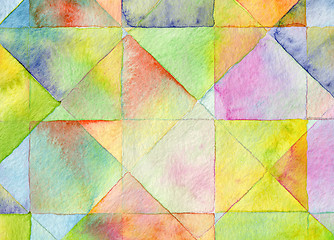 Image showing Abstract  square watercolor painted background