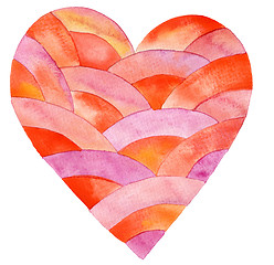 Image showing Watercolor painted red heart