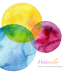 Image showing Abstract watercolor circle painted background