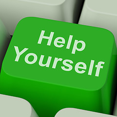 Image showing Help Yourself Key Shows Self Improvement Online