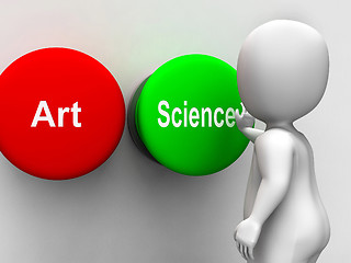 Image showing Science Art Buttons Shows Scientific Or Artistic