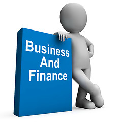 Image showing Character With Business And Finance Book Shows Businesses Financ