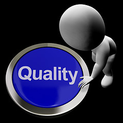 Image showing Quality Button Represents Excellent Service Or Products