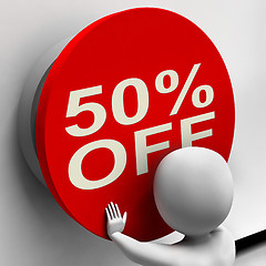 Image showing Fifty Percent Off Button Shows Half Price Or 50