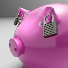 Image showing Piggybank With Locked Ears Shows Savings Safety