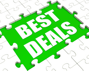 Image showing Best Deals Puzzle Shows Great Deal Promotion Or Bargain