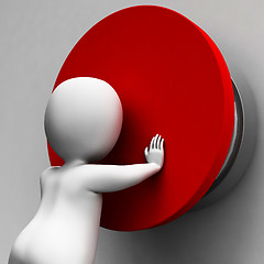 Image showing Man Pushing Button Showing Controlling