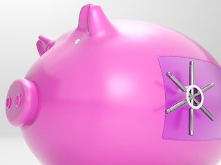 Image showing Safe Piggy Shows Money Savings Bank Protected