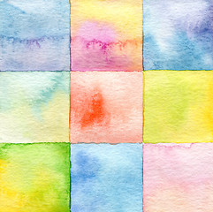 Image showing Abstract  square watercolor painted background