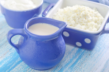 Image showing cottage,milk and sour cream