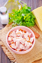 Image showing ingredients for salad, chicken and cheese