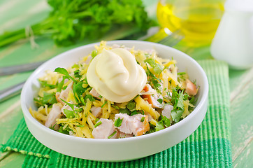 Image showing salad with chicken and cheese