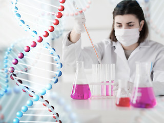 Image showing close up of scientist making test in lab