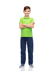 Image showing happy boy in green polo t-shirt