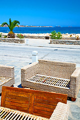 Image showing wicker sofa  in santorini europe  