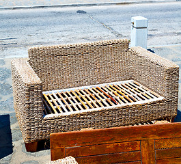 Image showing wicker sofa  in santorini europe greece old restaurant chair and